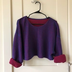 RARE American Apparel Red/Blue weave crop sweater